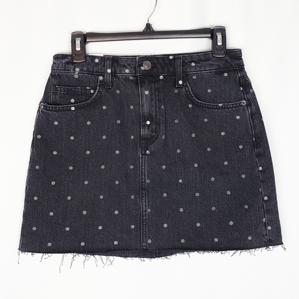 Current/Elliott dot print denim mini skirt